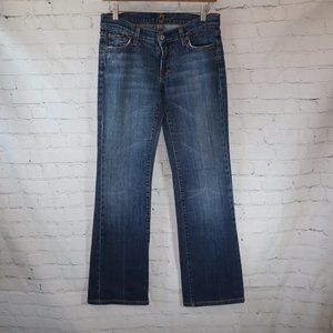 7 For All Mankind Blue Dark Wash Distressed Bootcut Jeans Women's Size 28